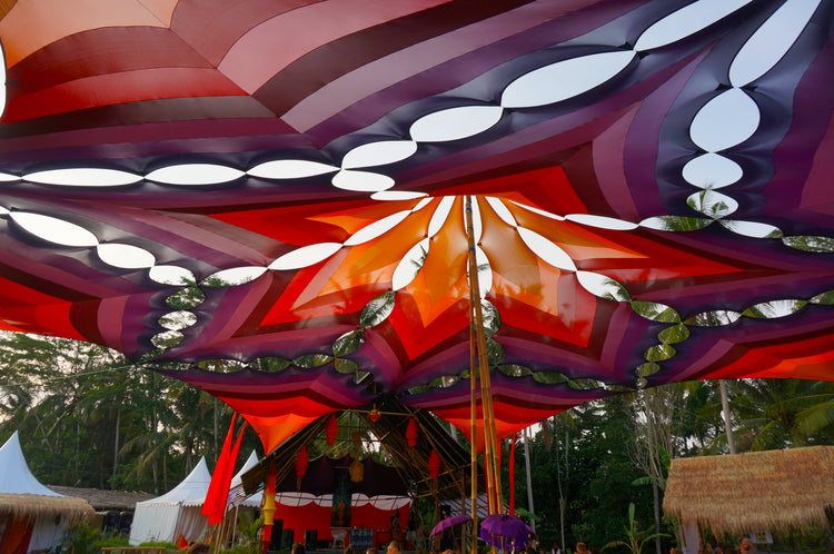 Lynder Shade Structure package 60ft x 60ft - Orange Red Purple