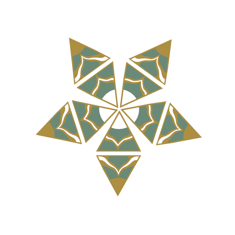 Lotus Panel (small) - Green Gold and White